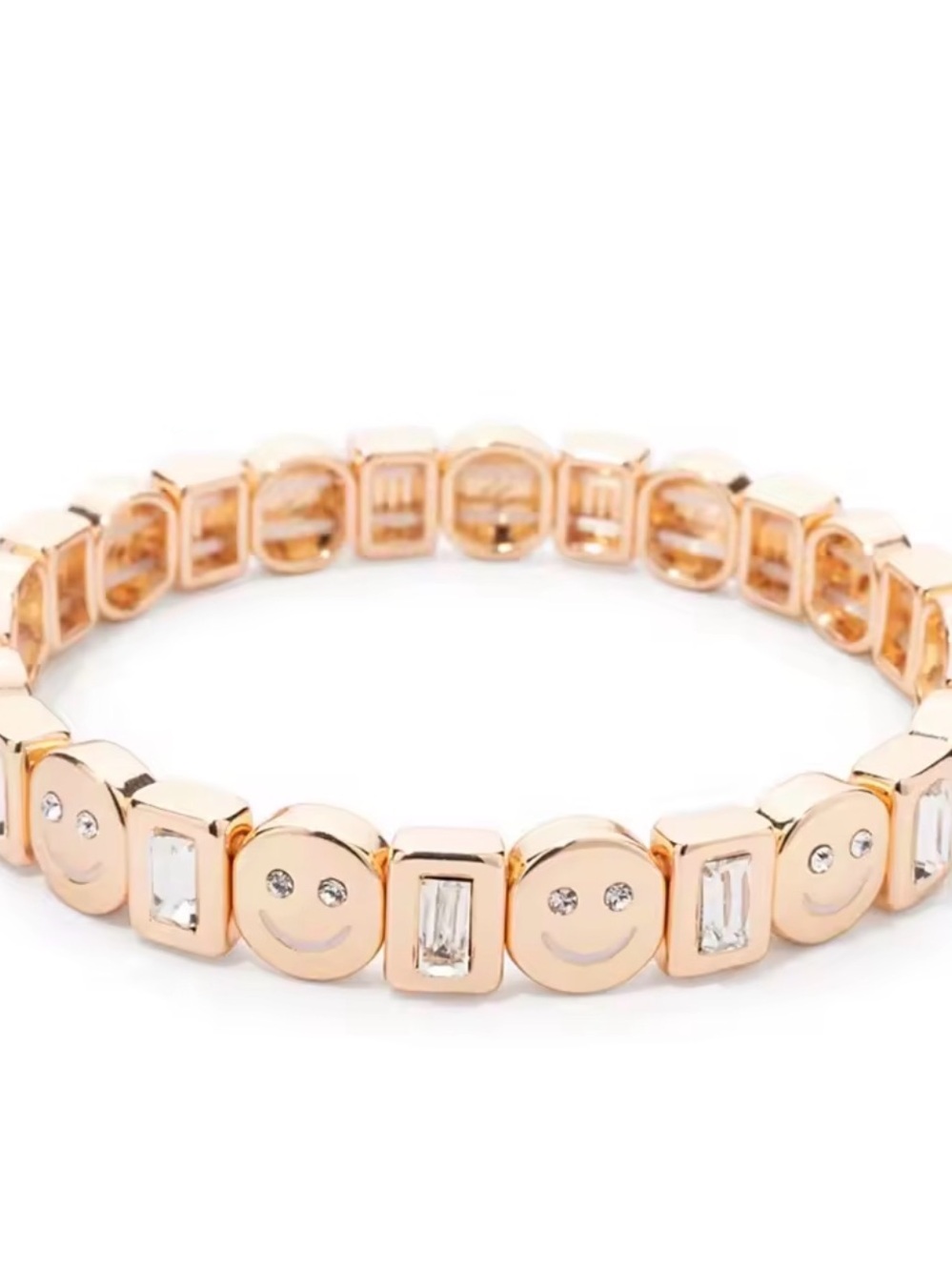 Gold Smiley Crystal Stretch Bracelet